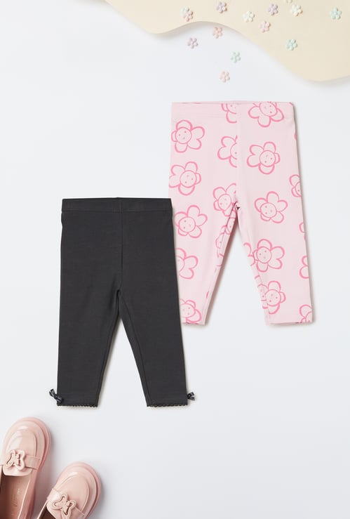 Girls Printed Leggings - Pack of 2