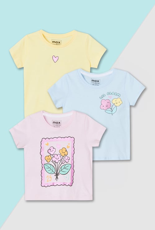 Girls Printed T-shirt - Pack of 3