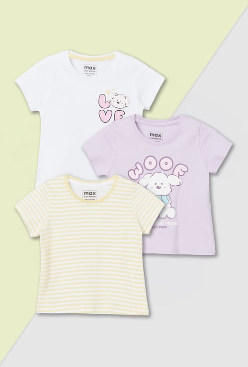 Girls Printed T-shirt - Pack of 3