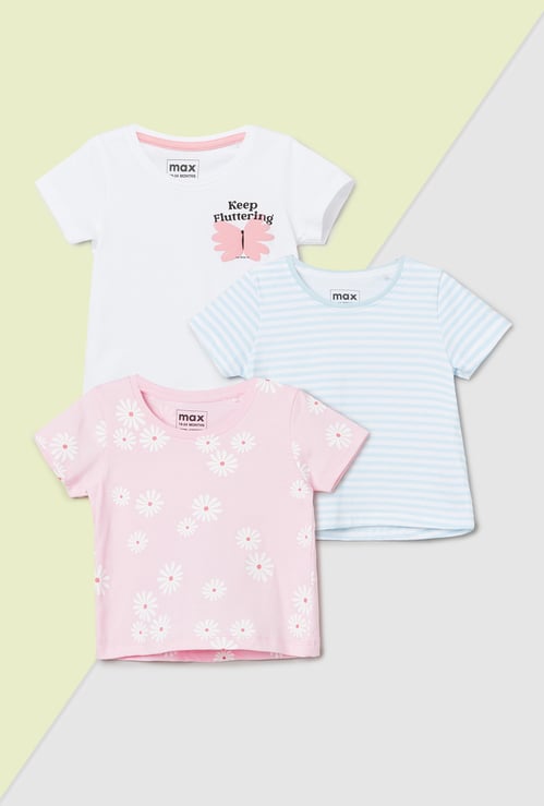 Girls Printed T-shirt - Pack of 3
