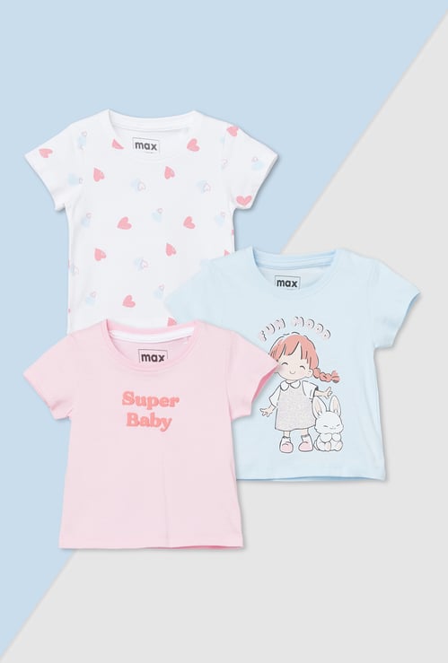 Girls Printed T-shirt - Pack of 3
