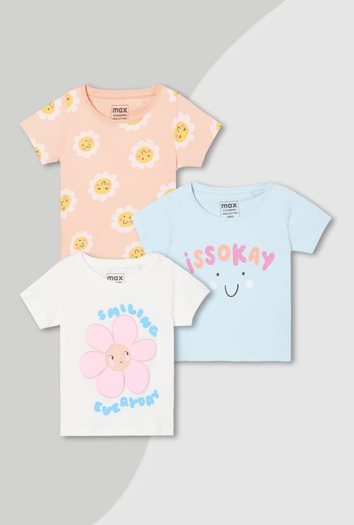 Girls Printed T-shirt - Pack of 3