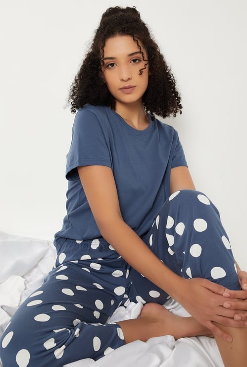 Women Polka Dot Printed PJ Set