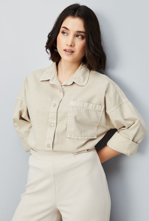 Women Solid Oversized Shirt
