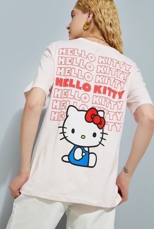 URB_N Women Hello Kitty Print Oversized T-shirt