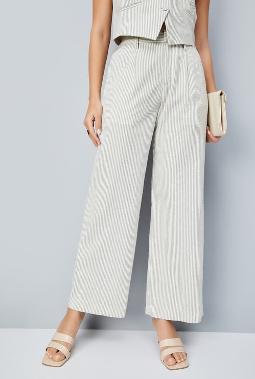 Women Striped Wide-Leg Trousers