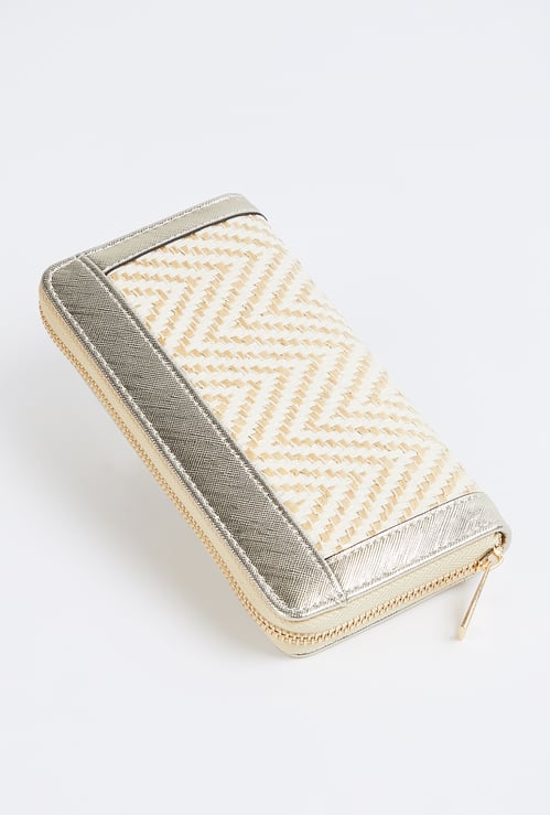 Women Woven Zip-Around Wallet