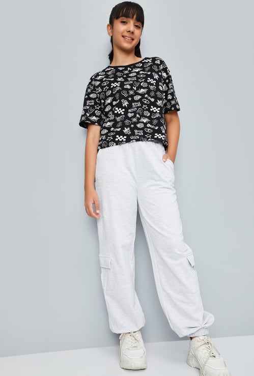 Girls Textured Cargo Joggers