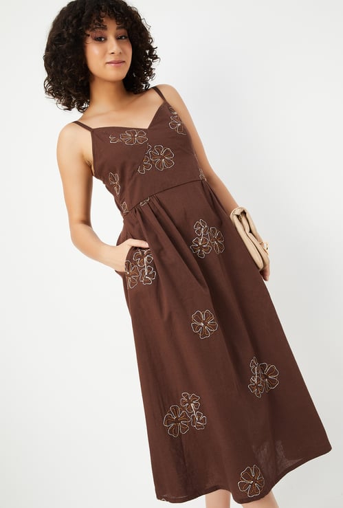 Kalki x Max Women Floral Embroidered Spaghetti Strap Dress