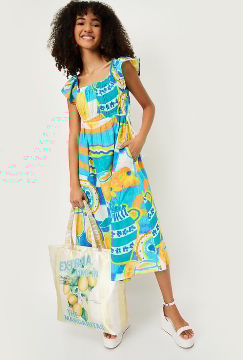 Kalki x Max Women Printed Tie-Up Waist A-line Dress