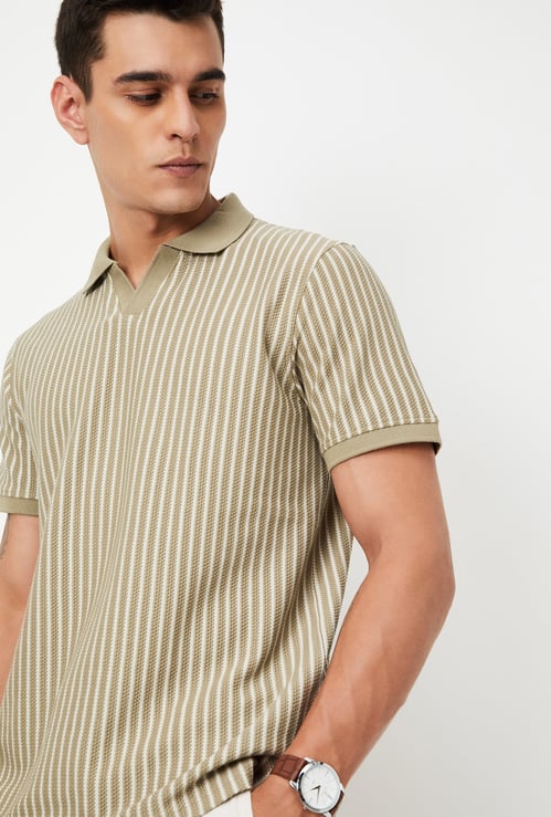 Men Striped Polo T-shirt