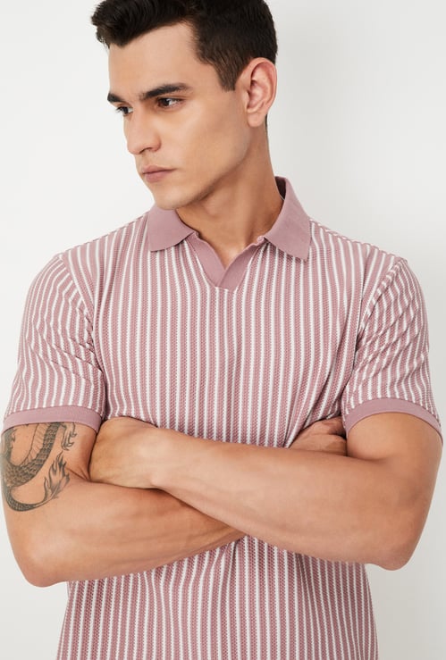 Men Striped Polo T-shirt