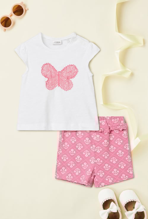 Girls Printed Shorts Set