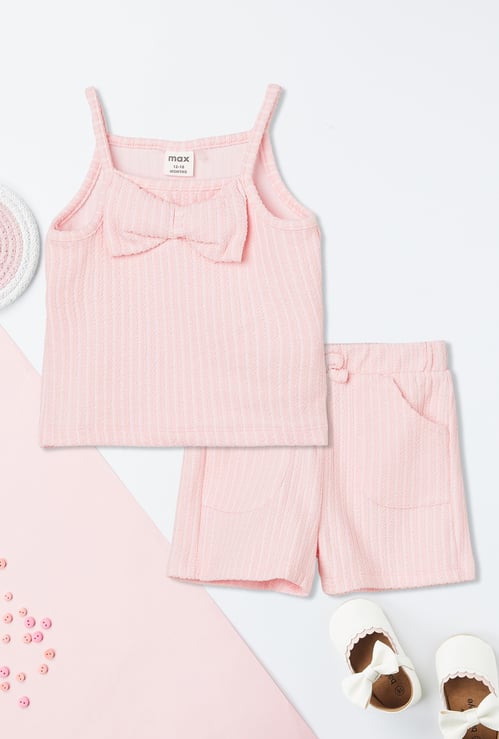 Girls Textured Shorts Set