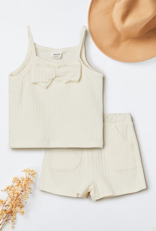 Girls Textured Shorts Set