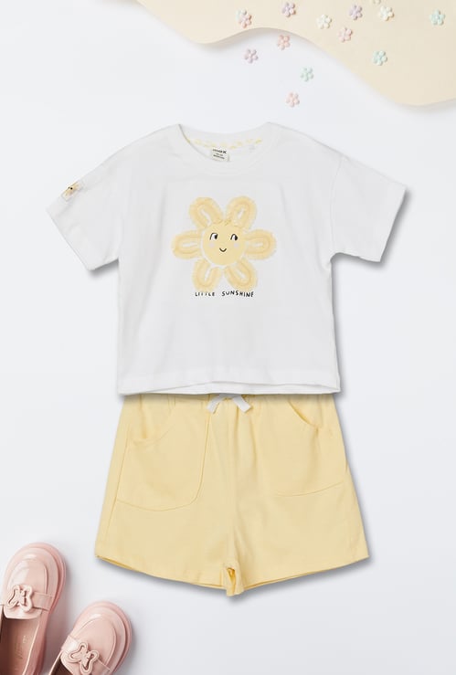 Girls Embroidered Shorts Set
