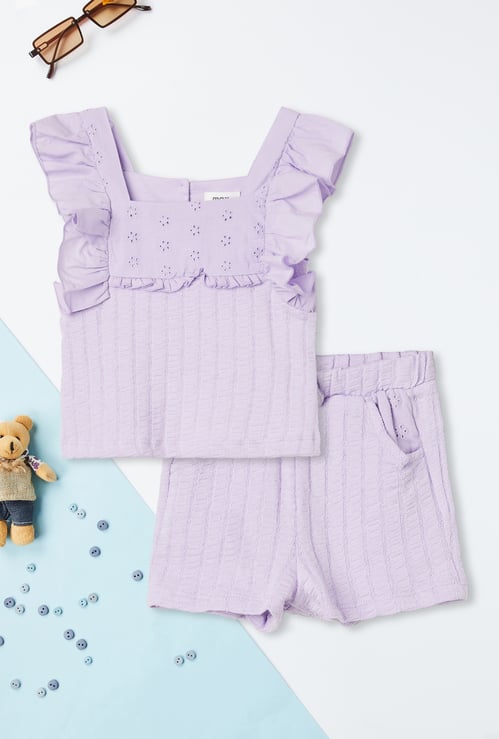 Girls Schiffili Embroidered Shorts Set