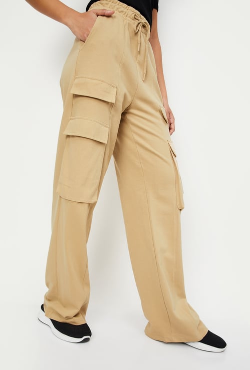 Women Solid Cargo Track Pants