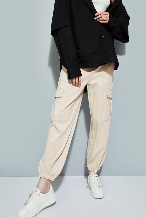 ALAYA F x URB_N Women Textured Cargo Joggers