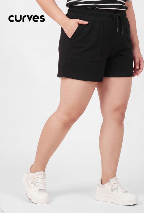 Women Solid Athleisure Shorts