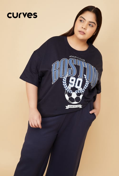 Women Printed Oversized Athleisure T-shirt