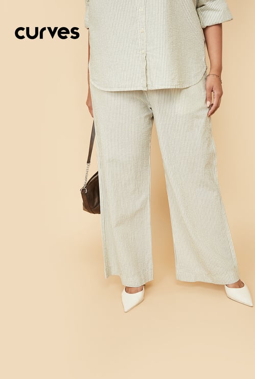 Women Striped Wide-Leg Trousers