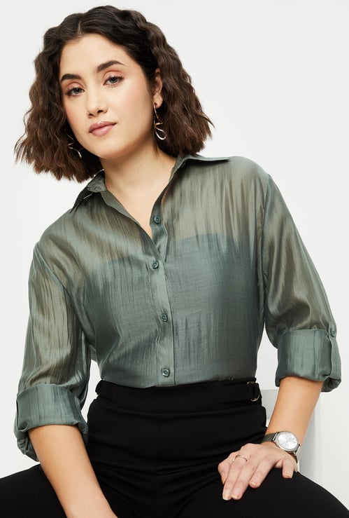 Women Crinkle Textured Blouse