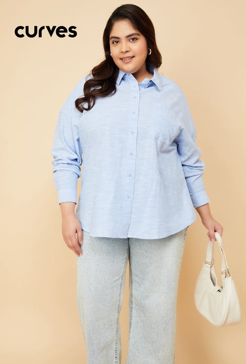 Women Oversized Striped Shirt