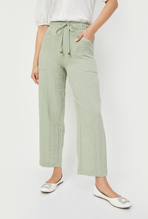 Women Textured Wide-Leg Trousers