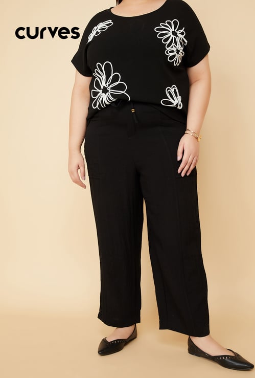 Women Textured Wide-Leg Trousers