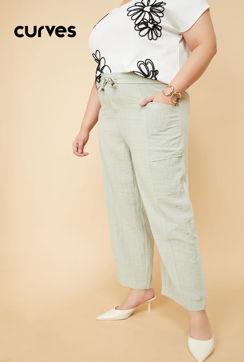 Women Textured Wide-Leg Trousers