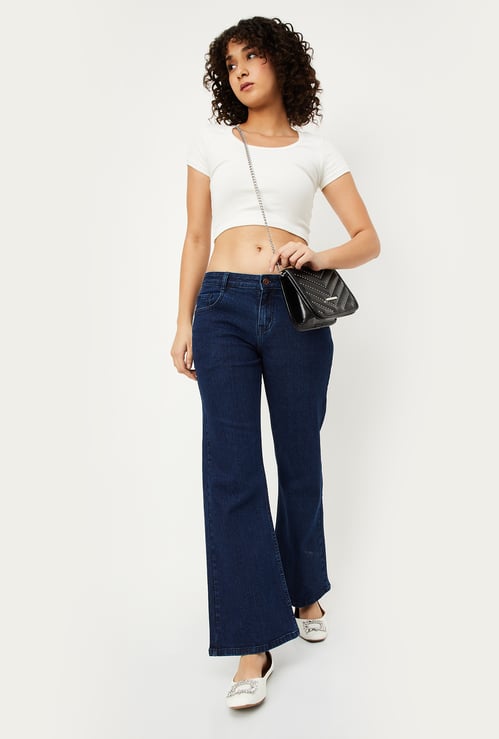 Women Washed Flared Jeans