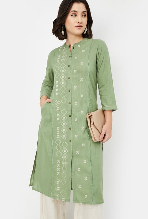 Women Embroidered Straight Kurta