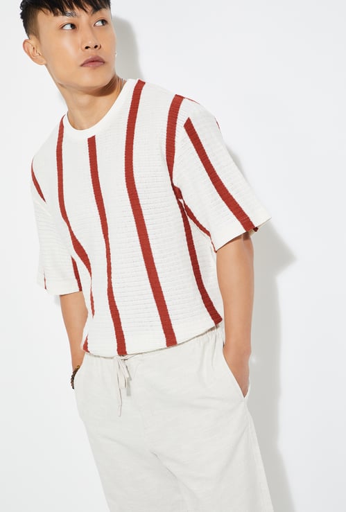URB_N Men Striped Oversized T-shirt