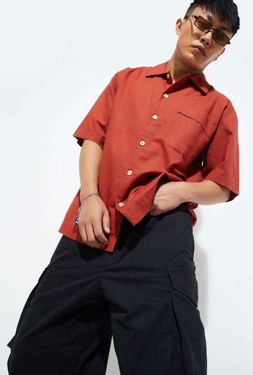 URB_N Men Textured Oversized Fit Shirt
