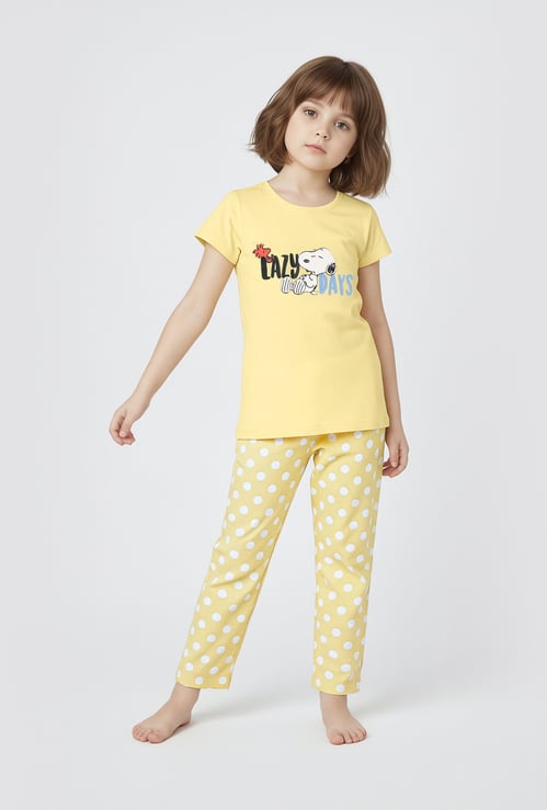 Girls Snoopy Printed Sleepwear Set