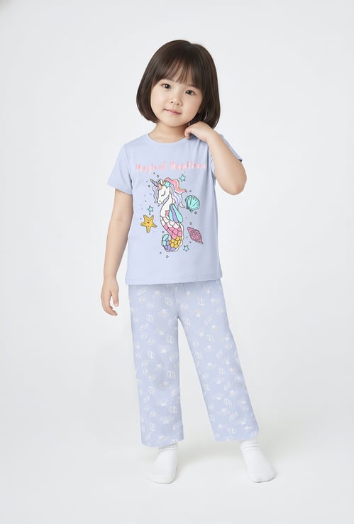 Girls Unicorn Print PJ Set