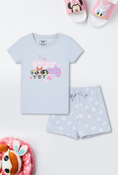 Girls Powerpuff Girls Print Sleepwear Set