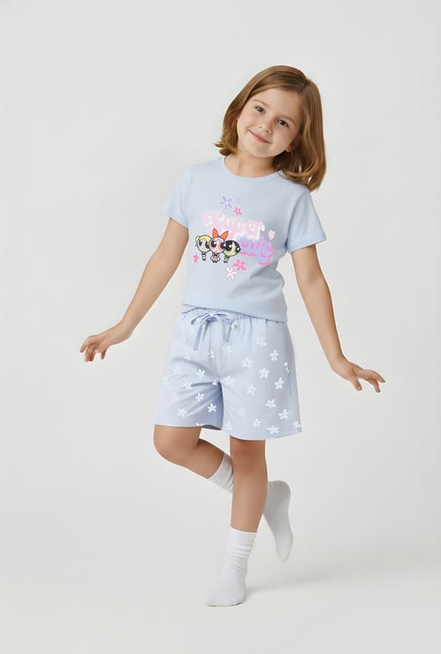 Girls Powerpuff Girls Print Sleepwear Set