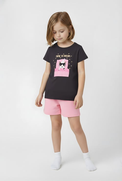 Girls Printed Shorts Set