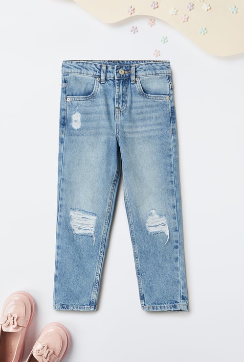 Girls Distressed Slim Fit Jeans