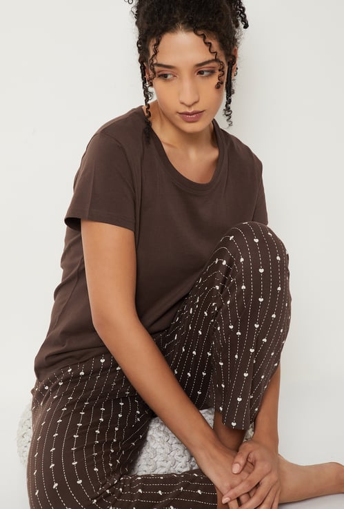 Women Heart Printed PJ Set