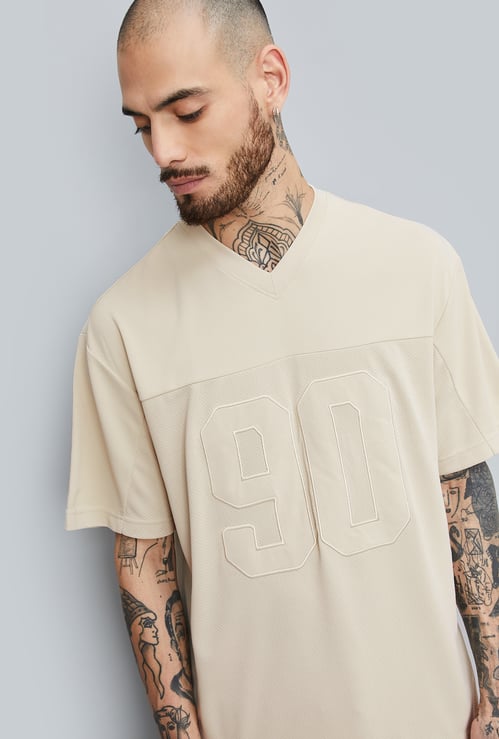 Men Textured Oversized Sports T-shirt