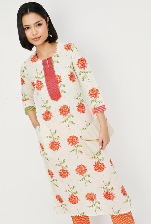 Women Floral Print Straight Kurta Set