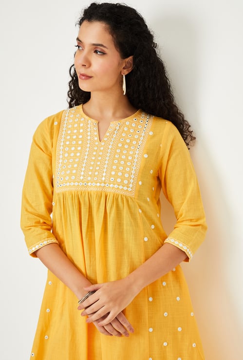 Women Embroidered A-line Kurta Set