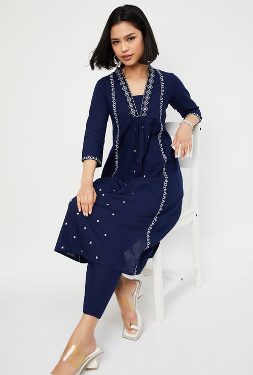 Women Embroidered A-line Kurta Set