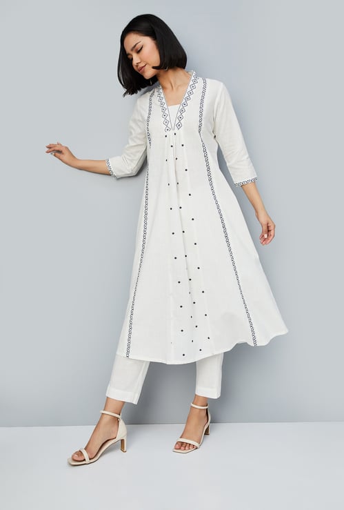 Women Embroidered A-line Kurta Set