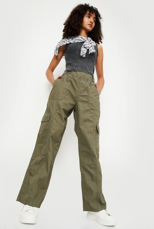 Women Solid Cargo Trousers