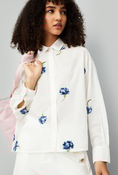 Women Floral Embroidered Shirt