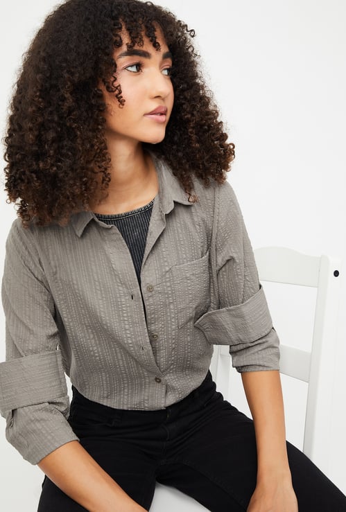 Women Seersucker Regular Fit Shirt